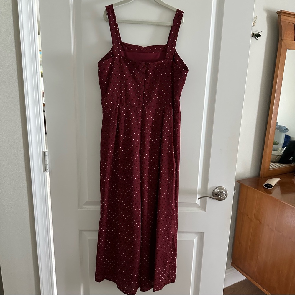 Maroon Flowy Cropped Jumpsuit - Picture 6 of 7